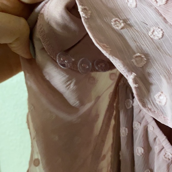 Pink Swiss dot romper with skirt overlay - Picture 5 of 6